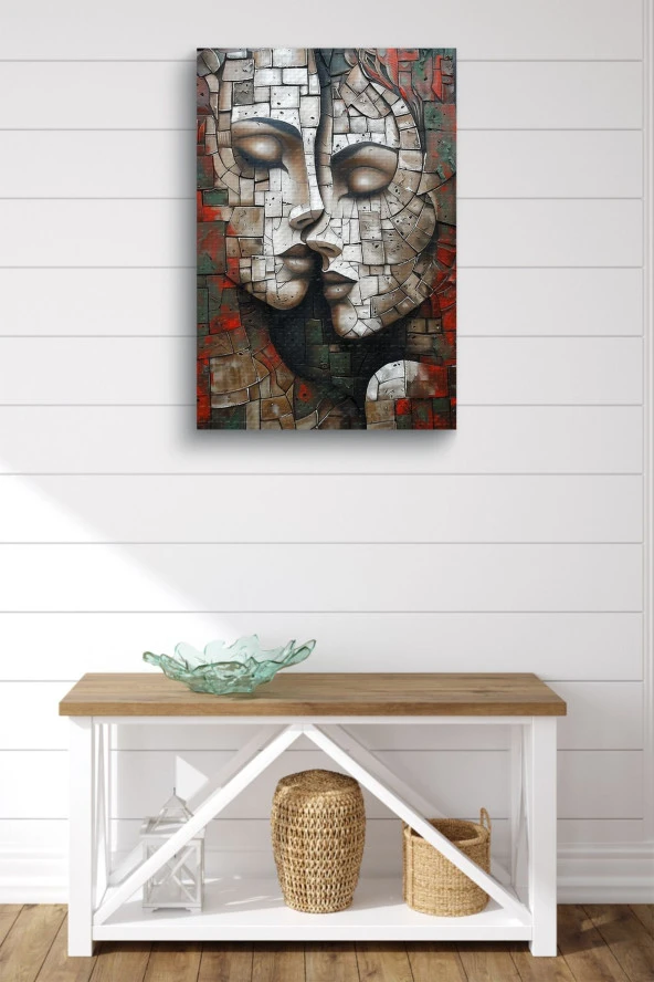 Taş Görünümlü İki İnsan Yağlı Kanvas Tablo ürün görseli