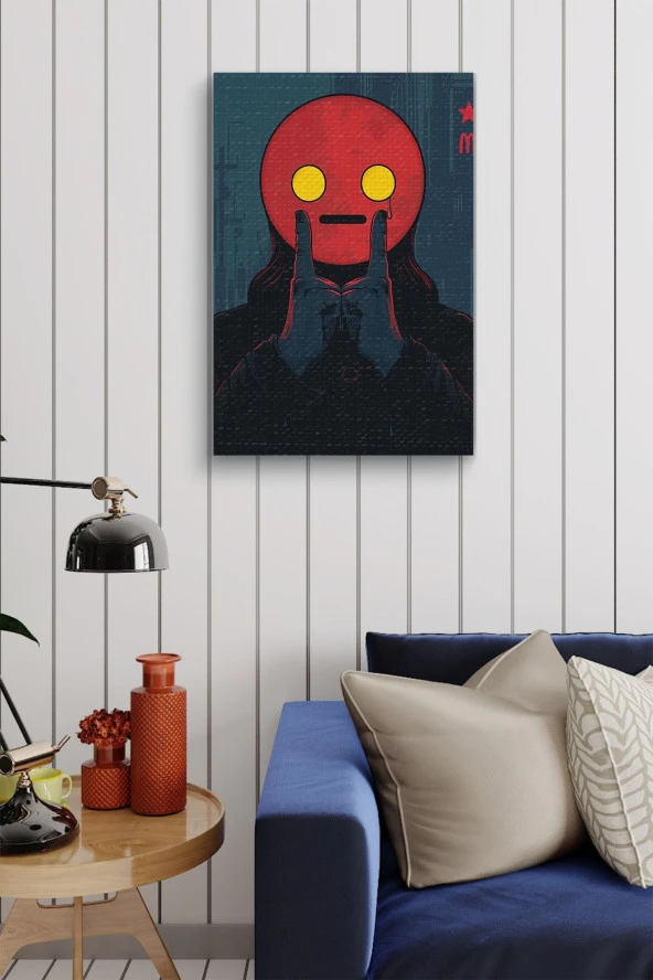 Gözyaşı Detaylı İfadesiz Çizim Yağlı Kanvas Tablo - Resim 3