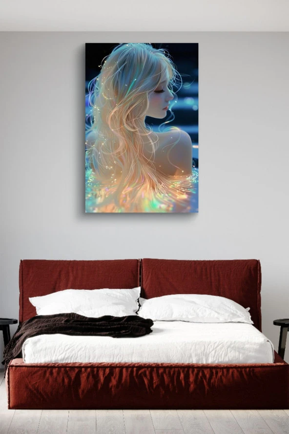 Saçları Renkli Kadın Yağlı Kanvas Tablo - Resim 3