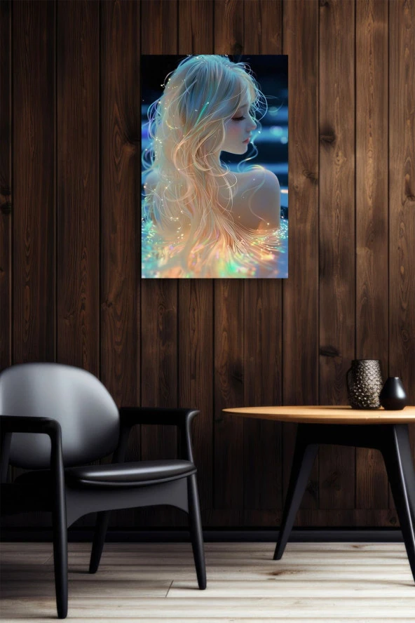 Saçları Renkli Kadın Yağlı Kanvas Tablo - Resim 6