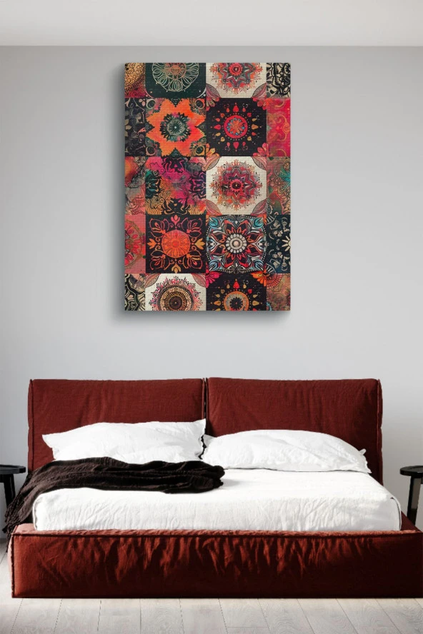 Rengarenk Desenler Yağlı Kanvas Tablo - Resim 3