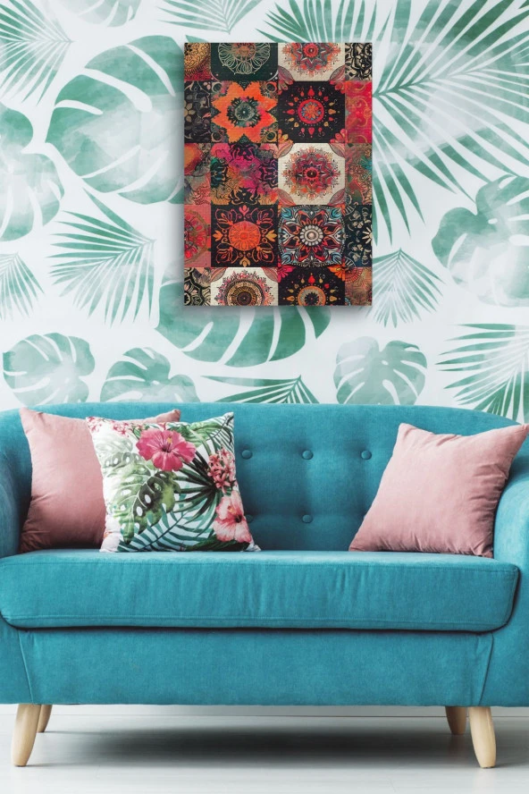 Rengarenk Desenler Yağlı Kanvas Tablo - Resim 5