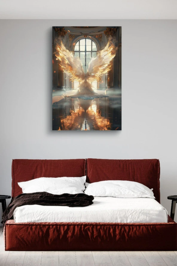 Ateş Detaylı Beyaz Kanatlar Yağlı Kanvas Tablo - Resim 3
