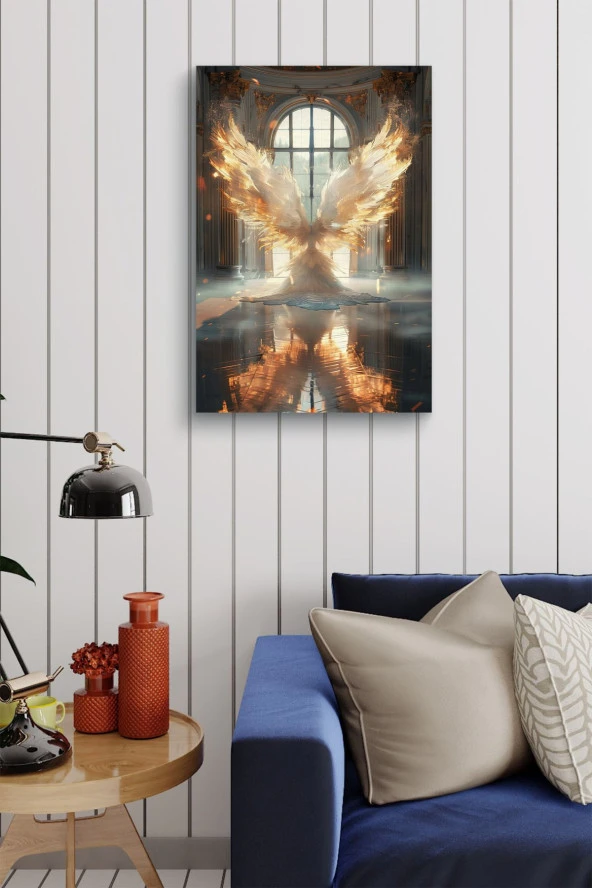 Ateş Detaylı Beyaz Kanatlar Yağlı Kanvas Tablo - Resim 4