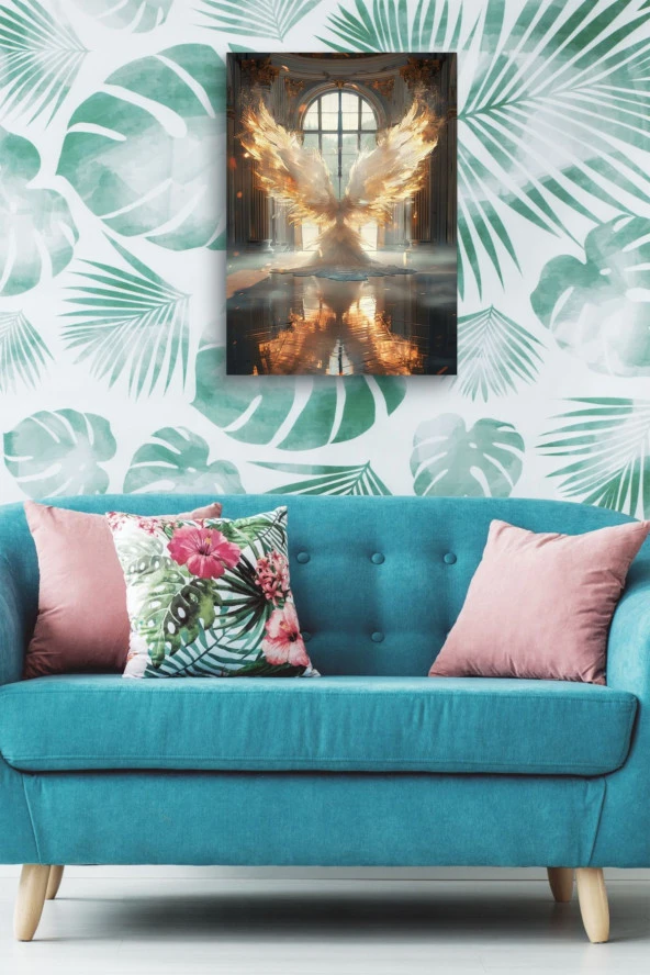 Ateş Detaylı Beyaz Kanatlar Yağlı Kanvas Tablo - Resim 5