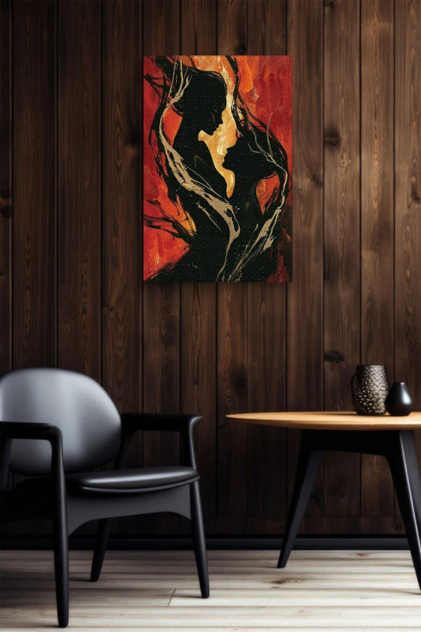 Sanatsal Kadın ve Erkek Yağlı Kanvas Tablo - Resim 6