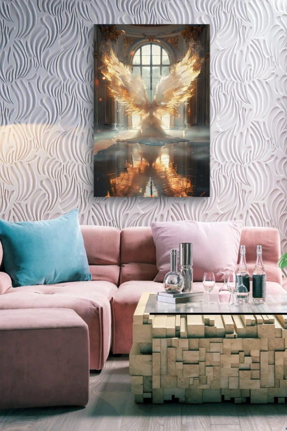 Ateş Detaylı Beyaz Kanatlar Yağlı Kanvas Tablo - Resim 7