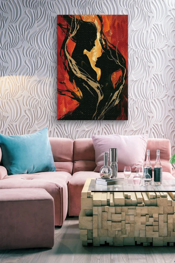 Sanatsal Kadın ve Erkek Yağlı Kanvas Tablo - Resim 7