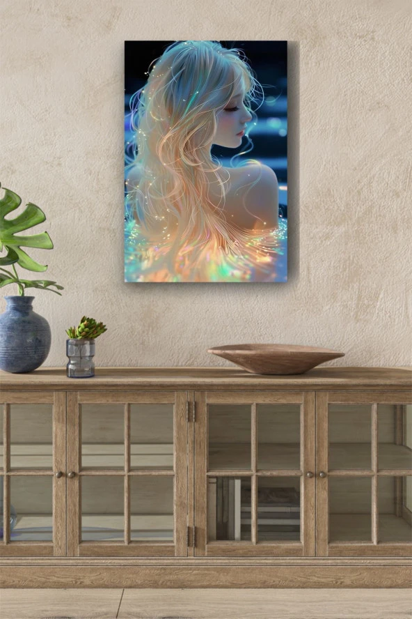 Saçları Renkli Kadın Yağlı Kanvas Tablo ürün görseli