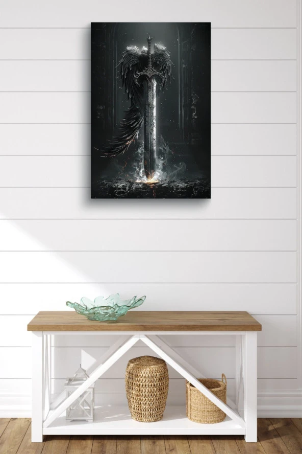 Kanat Detaylı Kılıç Yağlı Kanvas Tablo - Resim 2