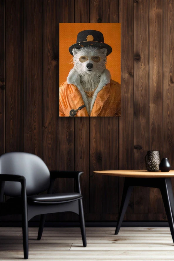 Turuncu Kıyafetli Kutup Ayısı Yağlı Kanvas Tablo - Resim 6