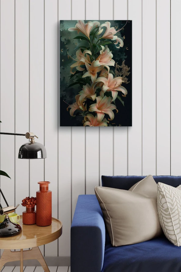 Oryantel Stil Çiçekler Yağlı Kanvas Tablo - Resim 4