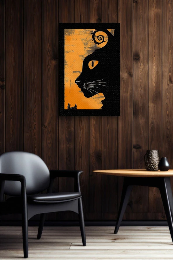 Sanatsal Kedi Yağlı Kanvas Tablo - Resim 5