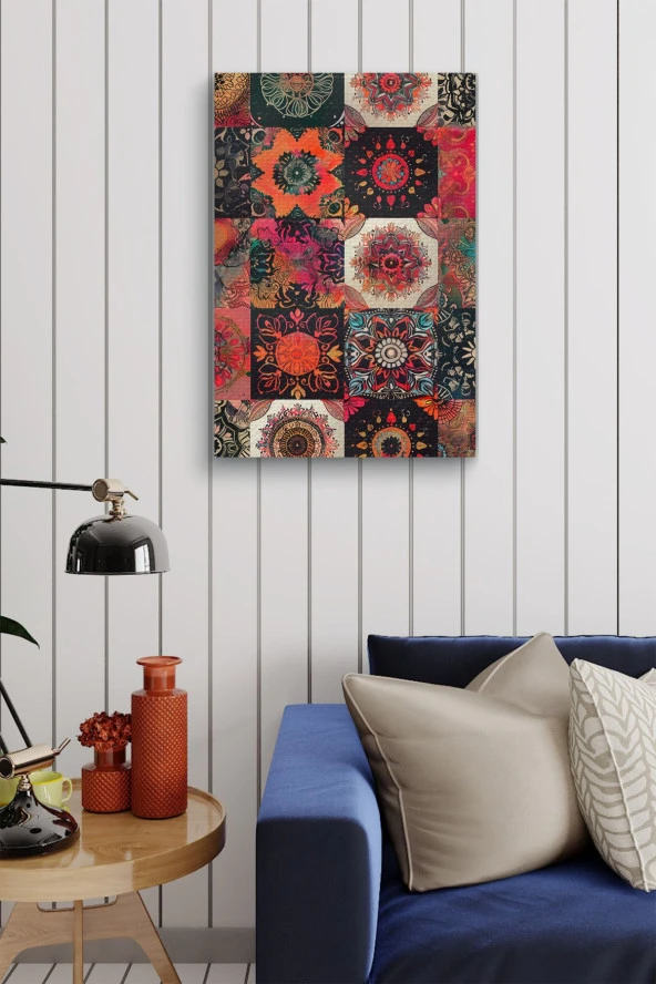 Rengarenk Desenler Yağlı Kanvas Tablo - Resim 4