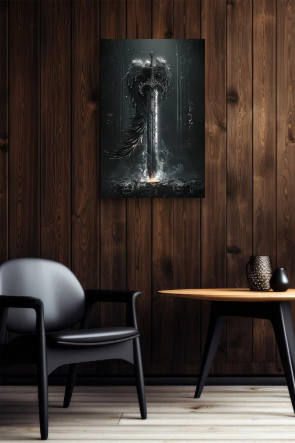 Kanat Detaylı Kılıç Yağlı Kanvas Tablo - Resim 6