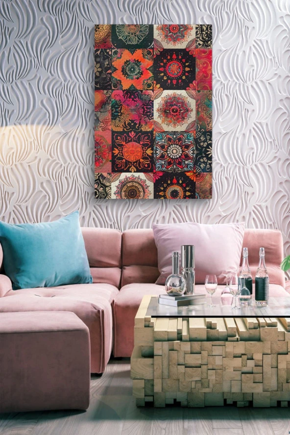 Rengarenk Desenler Yağlı Kanvas Tablo - Resim 7