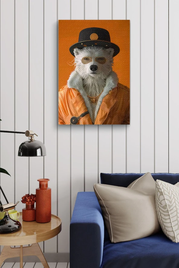 Turuncu Kıyafetli Kutup Ayısı Yağlı Kanvas Tablo - Resim 4