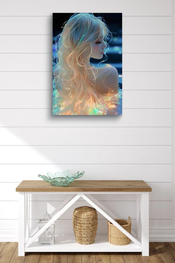 Saçları Renkli Kadın Yağlı Kanvas Tablo - Resim 2