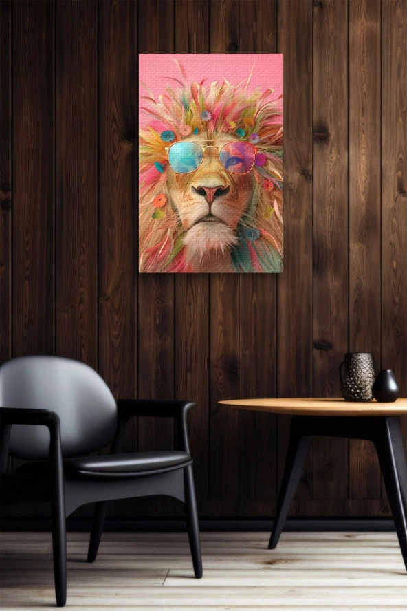 Hawaii Havasında Aslan Portre Yağlı Kanvas Tablo - Resim 6