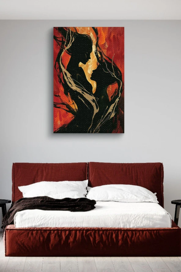 Sanatsal Kadın ve Erkek Yağlı Kanvas Tablo - Resim 3