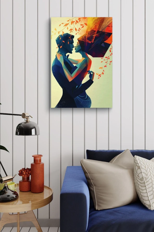 Birbirine Sarılmış Kadın ve Erkek 2D Yağlı Kanvas Tablo - Resim 3