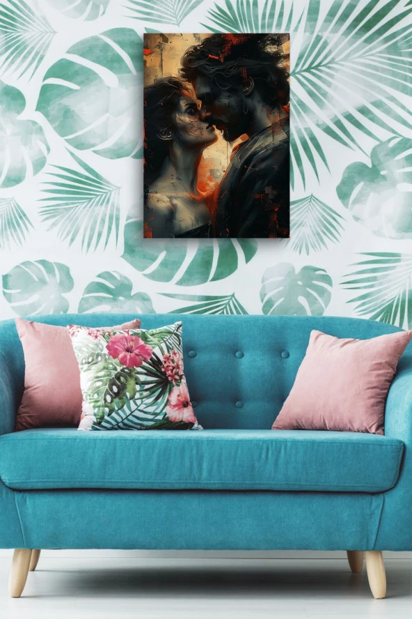 Kadın ve Erkek Renklendirilmiş Yağlı Kanvas Tablo - Resim 5