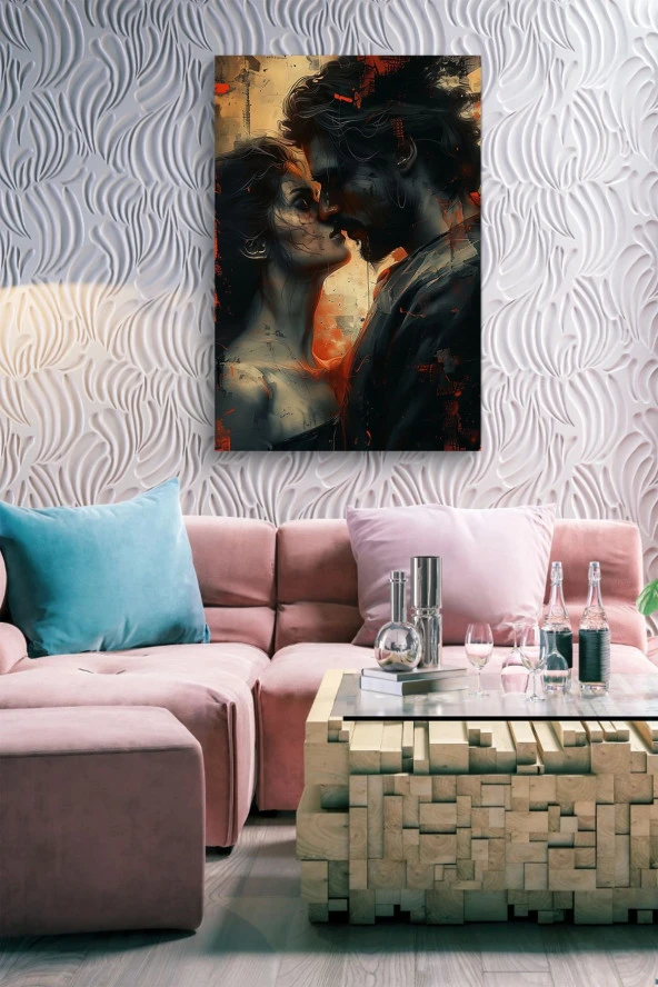 Kadın ve Erkek Renklendirilmiş Yağlı Kanvas Tablo - Resim 7