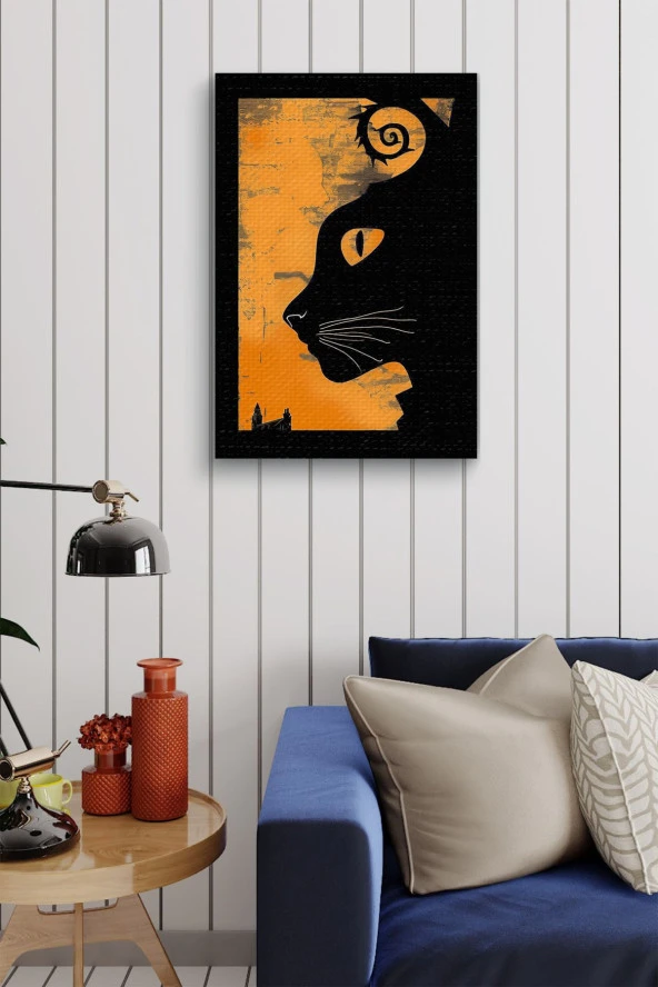 Sanatsal Kedi Yağlı Kanvas Tablo - Resim 3