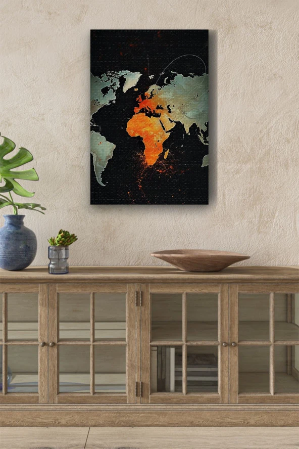 Dünya Haritası Yağlı Kanvas Tablo ürün görseli