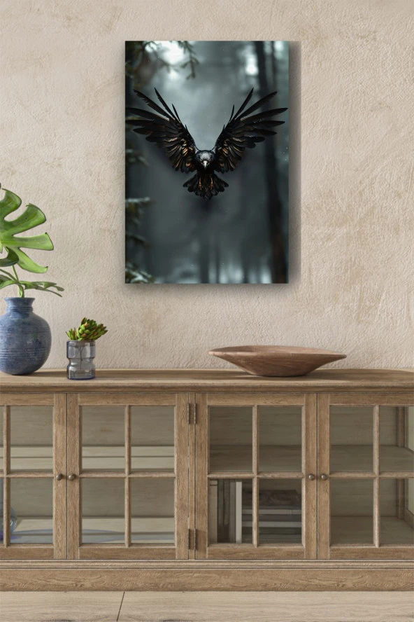 Ormanda Uçan Karga Yağlı Kanvas Tablo ürün görseli