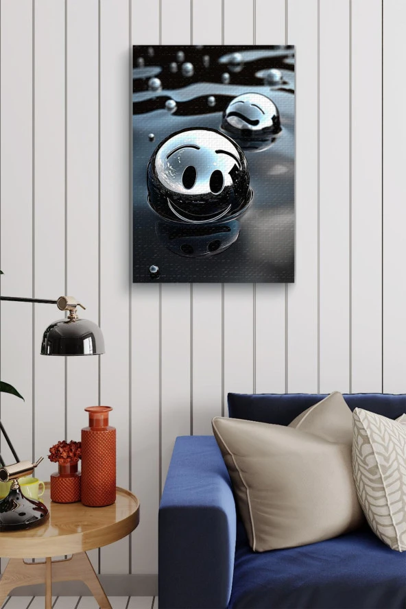 Gülümseyen Metal Top Yağlı Kanvas Tablo - Resim 4