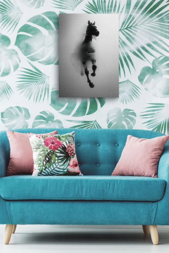 Dumanlar İçerisindeki At Yağlı Kanvas Tablo - Resim 4