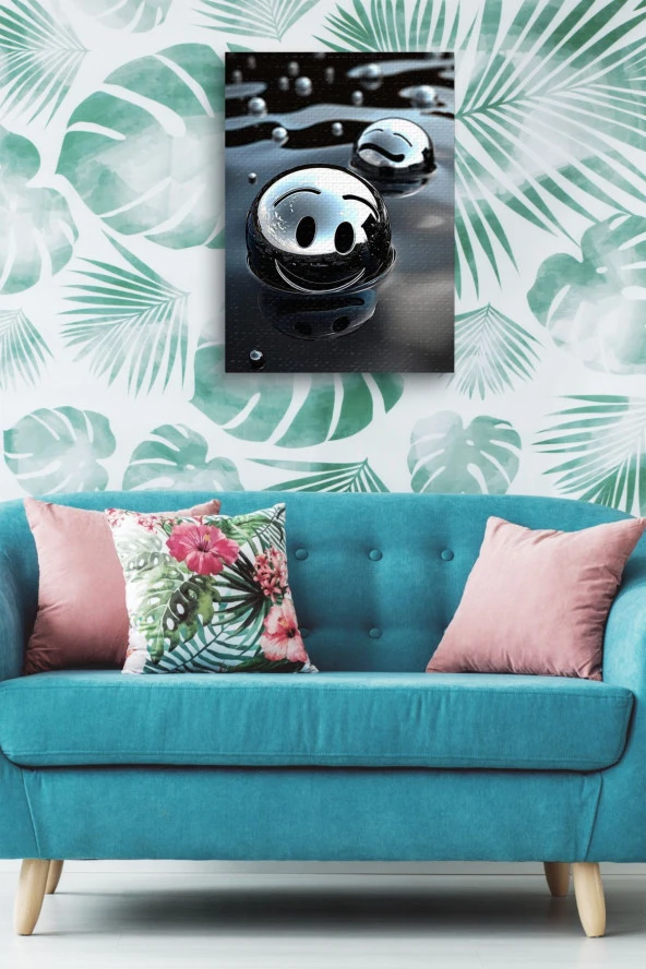 Gülümseyen Metal Top Yağlı Kanvas Tablo - Resim 5