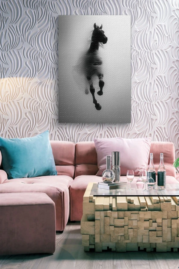 Dumanlar İçerisindeki At Yağlı Kanvas Tablo - Resim 6