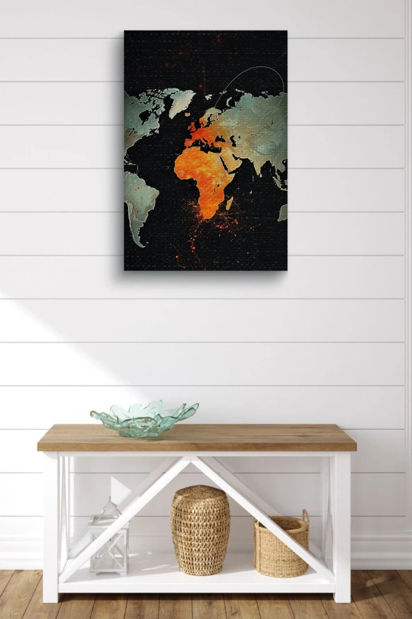 Dünya Haritası Yağlı Kanvas Tablo - Resim 2
