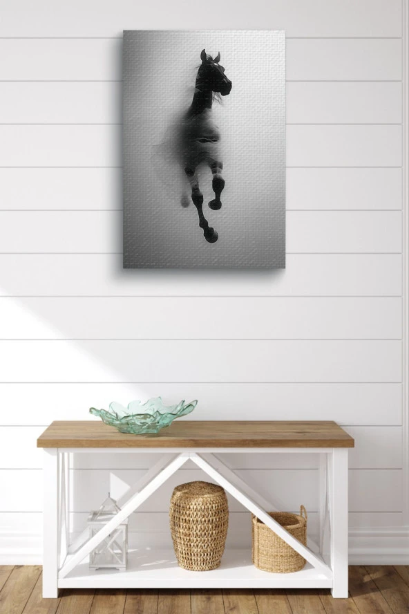 Dumanlar İçerisindeki At Yağlı Kanvas Tablo ürün görseli