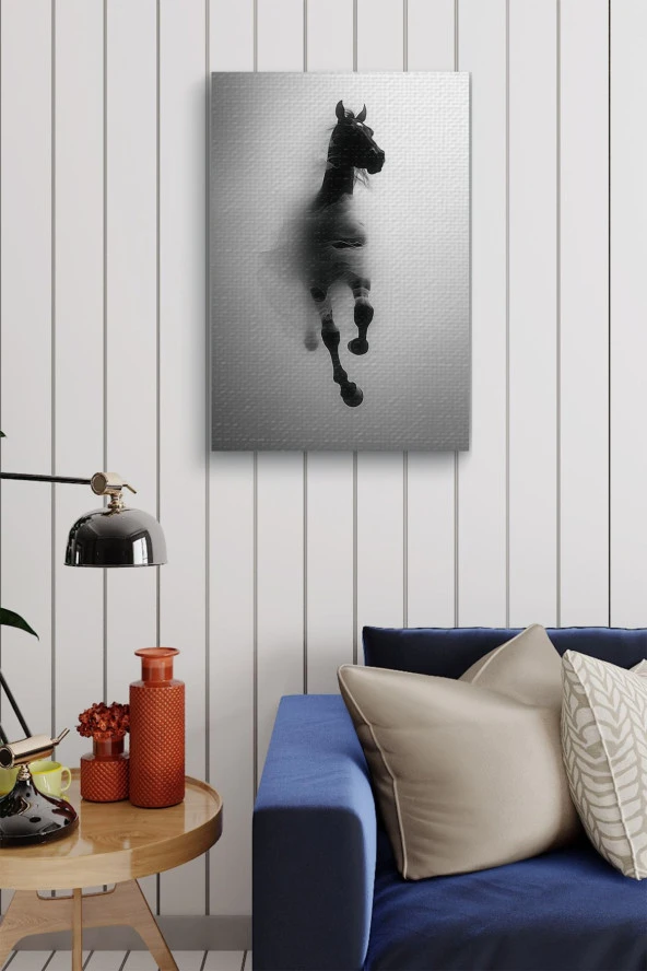 Dumanlar İçerisindeki At Yağlı Kanvas Tablo - Resim 3