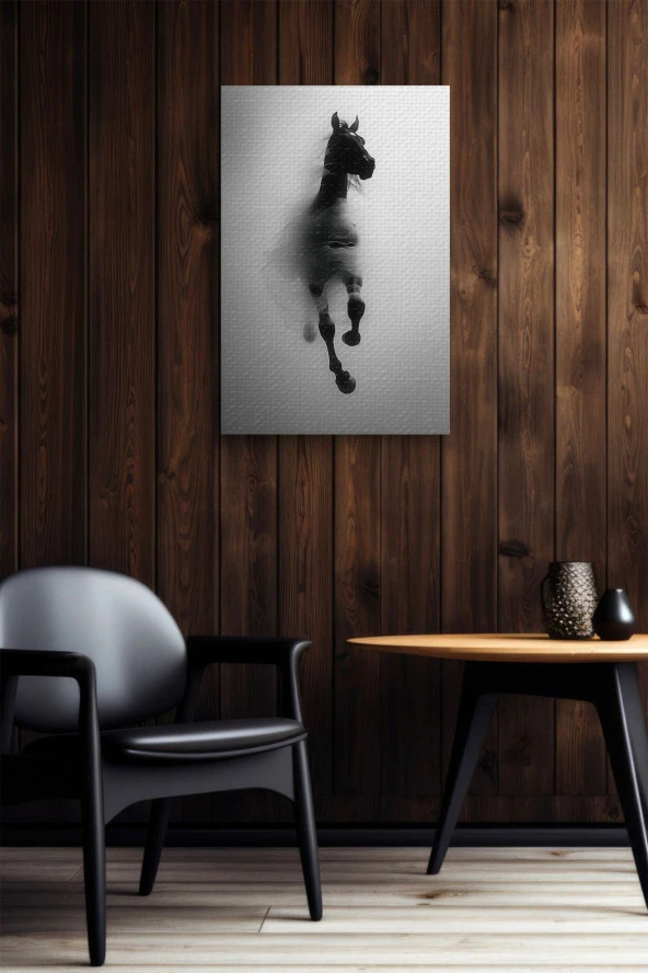 Dumanlar İçerisindeki At Yağlı Kanvas Tablo - Resim 5