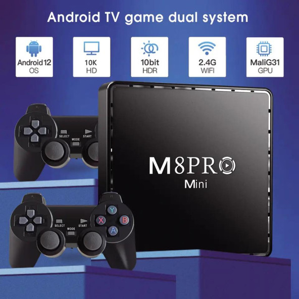 M8 PRO Mini 2.4G 10K ultra HD 64 GB TV BOX Android TV GAME BOX android 12.1 TV  2 Adet Oyun Konsolu - 5