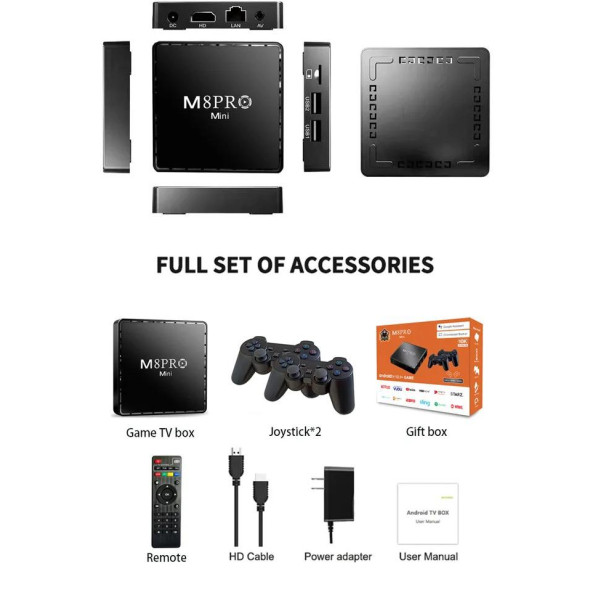 M8 PRO Mini 2.4G 10K ultra HD 64 GB TV BOX Android TV GAME BOX android 12.1 TV  2 Adet Oyun Konsolu - 6