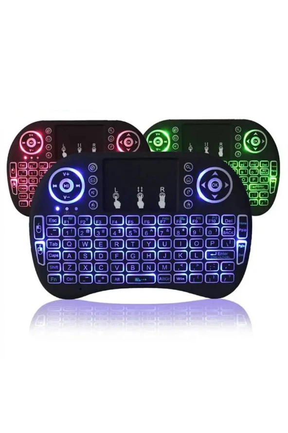 Işıklı Mini Kablosuz TV Klavye Mouse Bataryalı - Resim 2