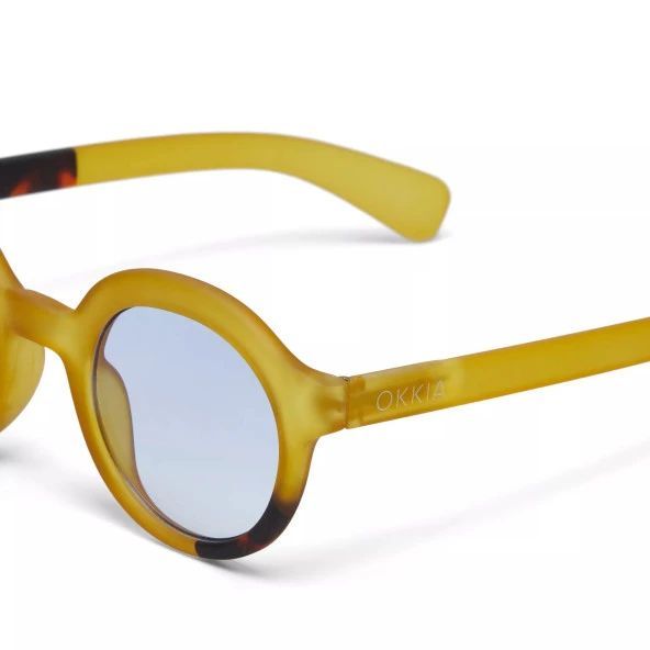 Okkia Lauro Unisex Yuvarlak Sarı Havana Güneş Gözlüğü Siyah Degrade Mavi Gradyan - Resim 3