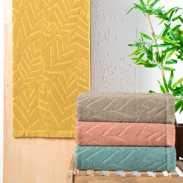 Schafer Modern Jakarlı Havlu 70x140 Cm-Hardal