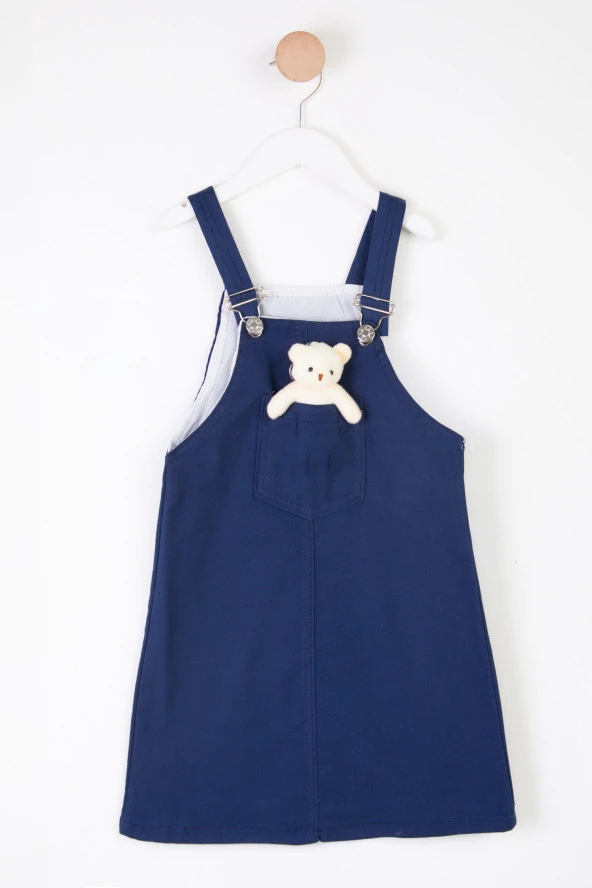 Kız Çocuk Lacivert Ayıcıklı Askılı Elbise - 25716