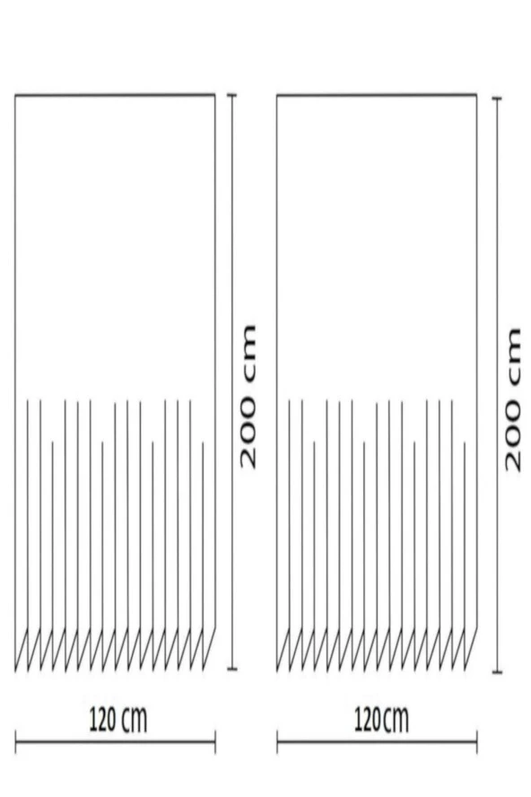 Prado Stone Banyo Perdesi Çift Kanatlı 2X120X200Cm Askı Hediyeli - 3