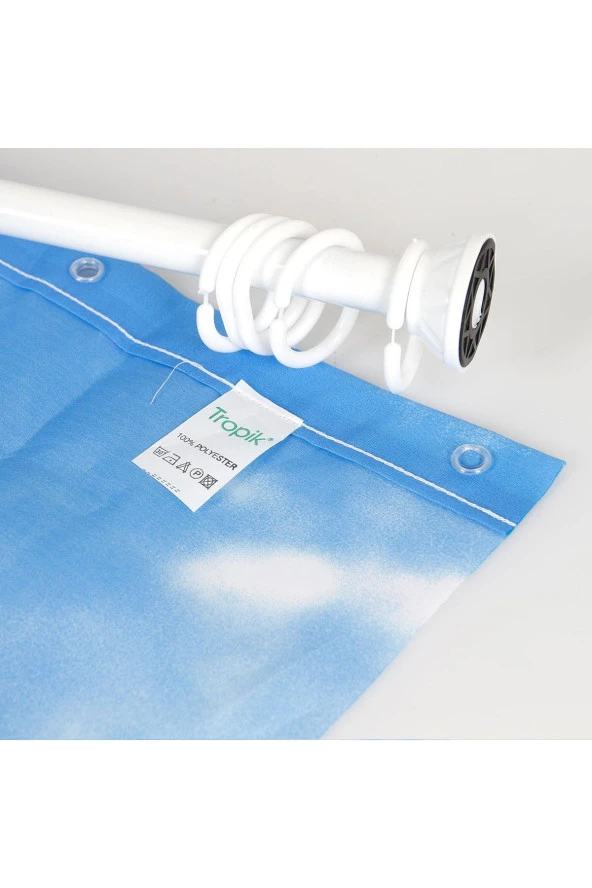 Prado Dolphin Duş Banyo Perdesi 180X200 Banyo Askısı Hediye Bp8852-180X200-H - 4