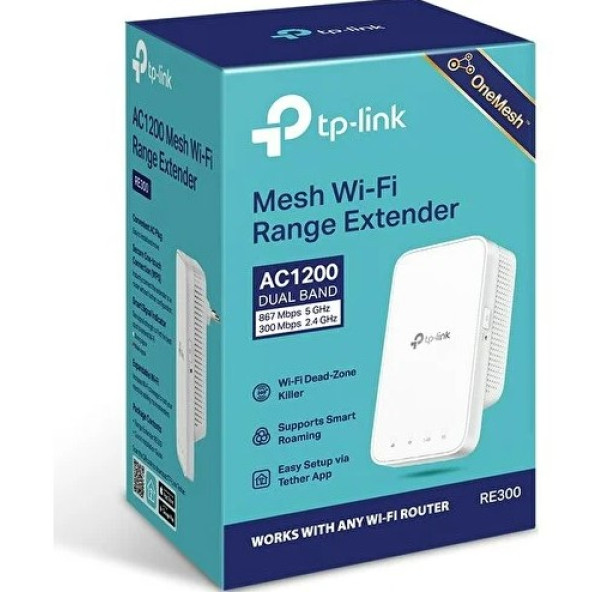 TP-Link RE300 AC1200 Mbps 1 Ethernet Bağlantı Noktalı Wi-Fi Güçlendirici/Hotspot Access Point Modu Wi-Fi 5