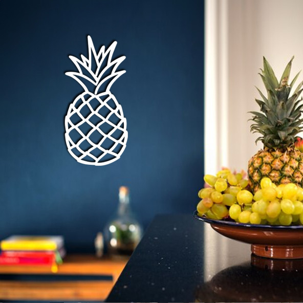 ANSAC METAL Ananas  Metal Duvar Tablosu 28x60cm Beyaz