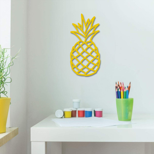 ANSAC METAL Ananas  Metal Duvar Tablosu 28x60cm Sarı