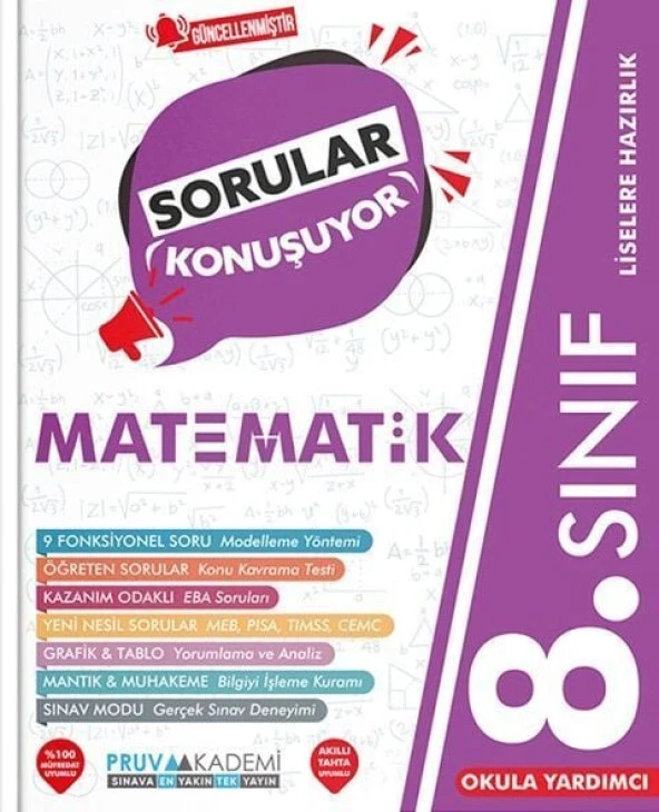 Pruva Akademi 8. Sınıf Matematik Sorular Konuşuyor Soru Bankası